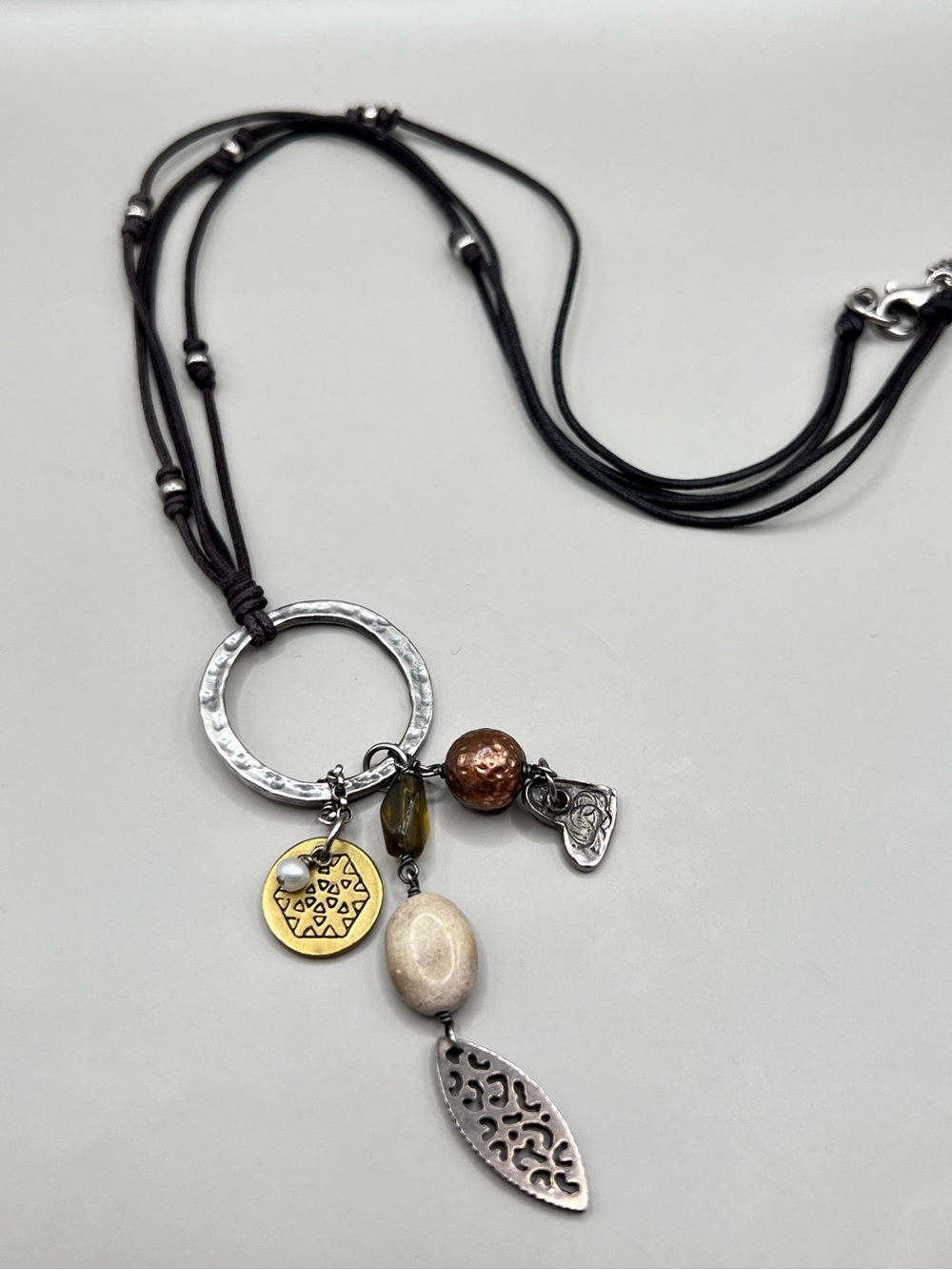 Silpada Silver and Copper Charm Pendant Necklace